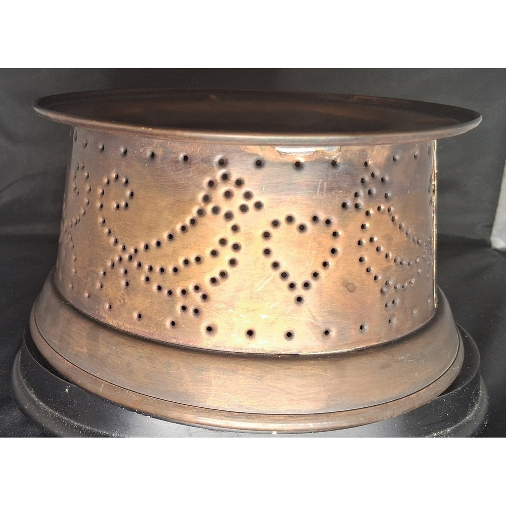 Pfaltzgraff Village Solid Copper Food Warmer Pierced Heart Bird Tea Light Holder